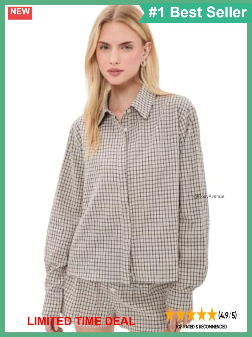 Lioness Nirvana Button-Down Shirt Lightweight Boxy Collared Plaid Top